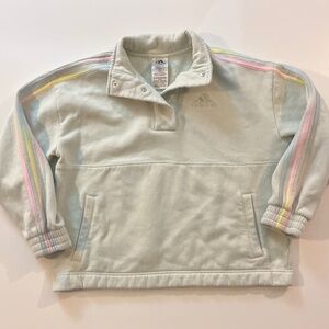 Mint Green and Pastel Rainbow Stripe Adidas 1/4 Zip Sweatshirt